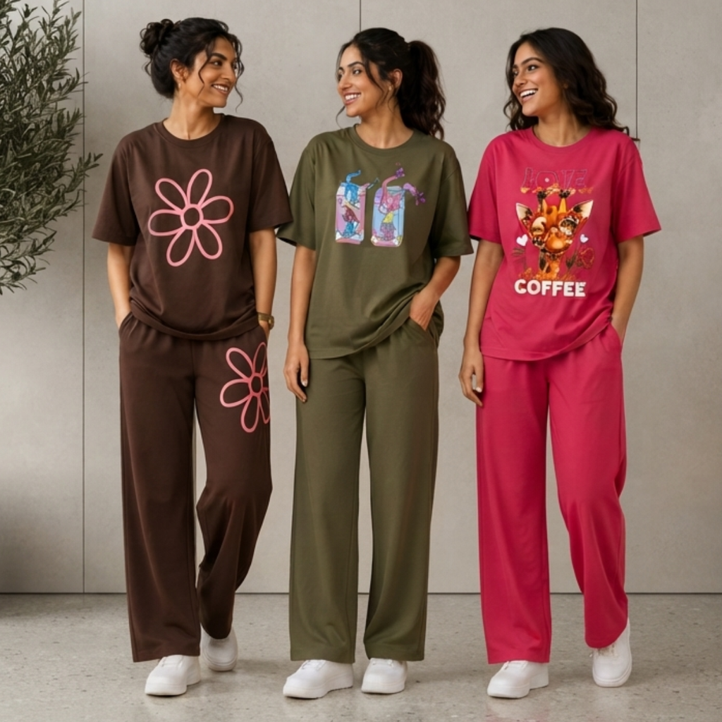 3 Pack T-Shirt With Trousers for Women ( S-4 )