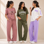 Women's Casual T-Shirt With Trouser Set ( S9 )