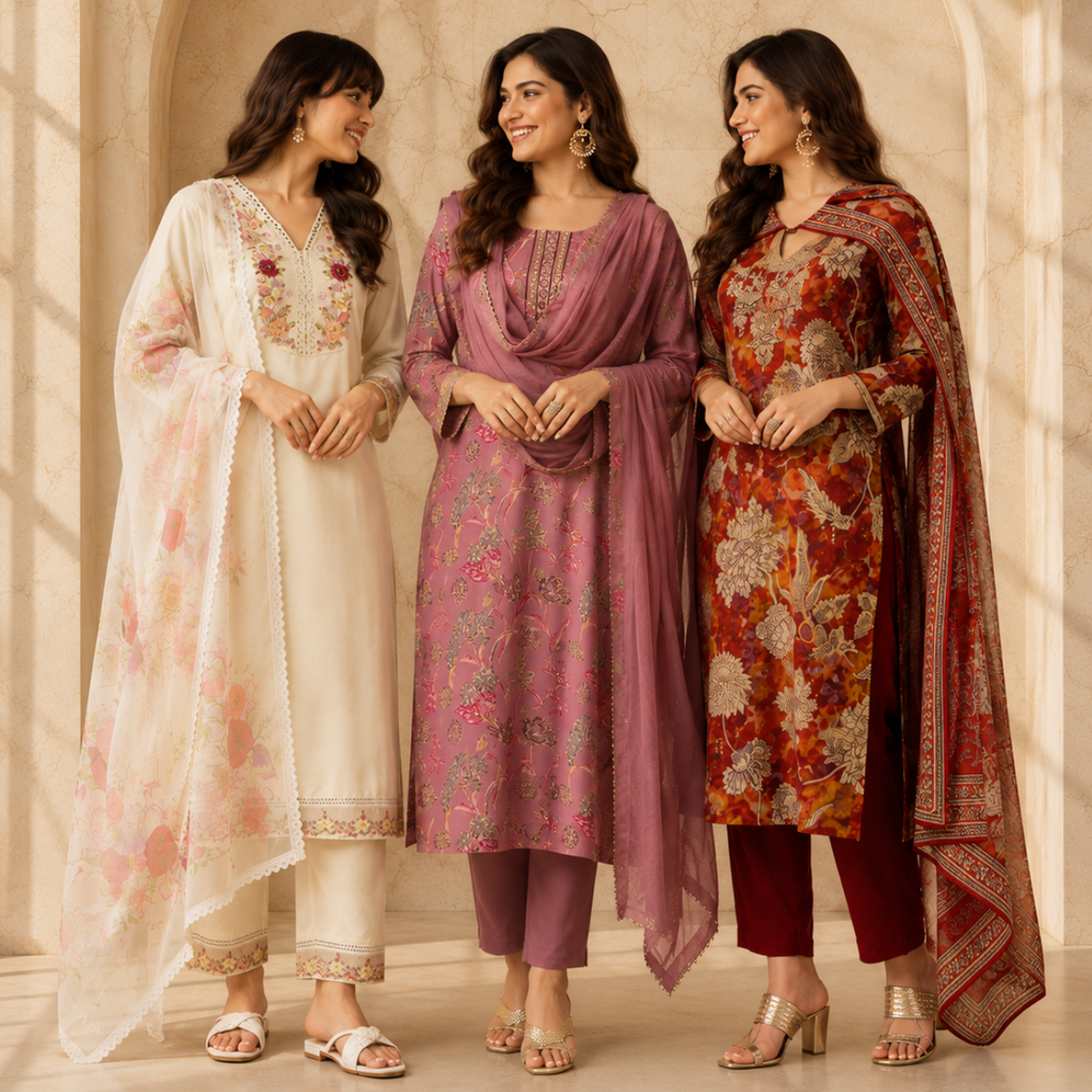 3 Women's Cotton Kurta Set with Dupatta | Daily Comfort  ( CK-04 )