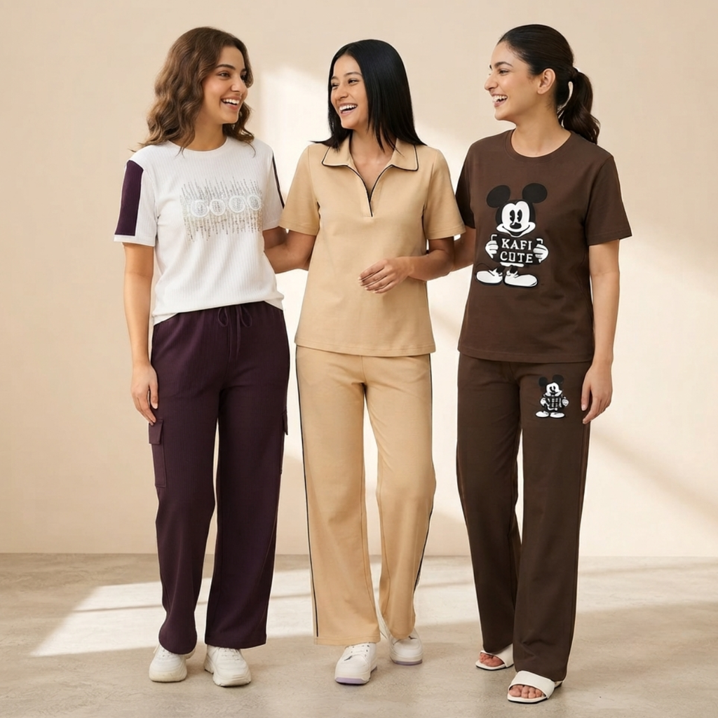 Women's Casual T-Shirt With Trouser Set ( S4 )