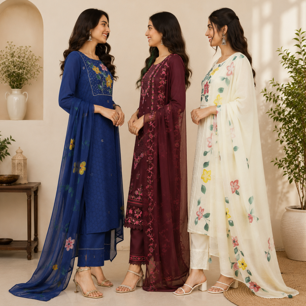 Women's Printed Kurta Set with Dupatta ( D4 )