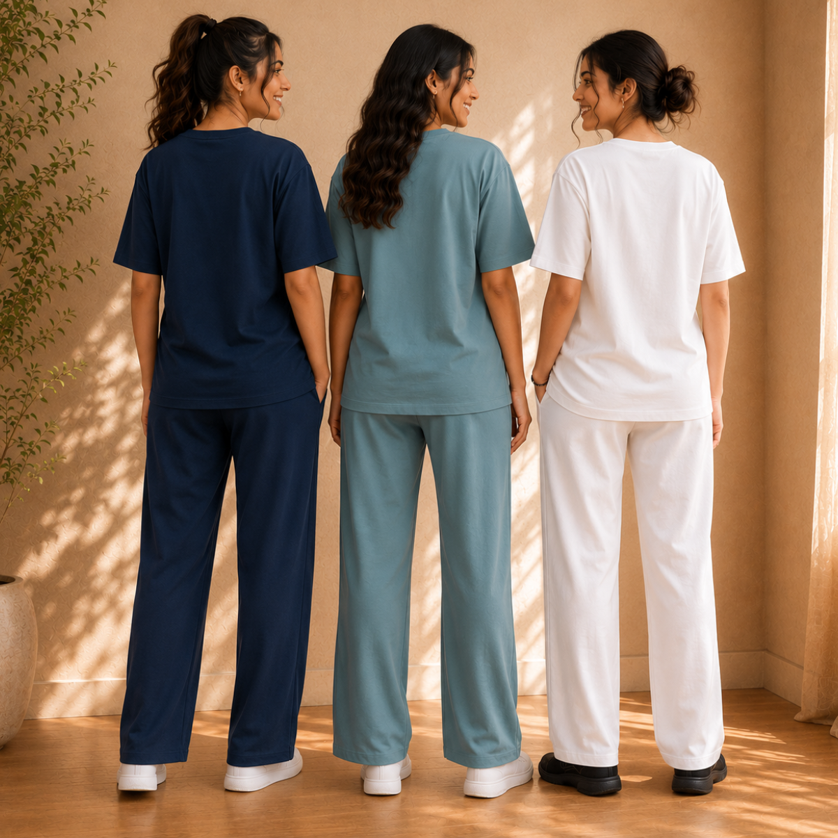 3 Women's Relaxed Fit T-Shirt with Trouser ( C-04 )