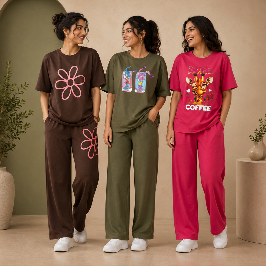 3 Combo T-Shirts With Bottom (T-5)