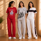 3 Women's Relaxed Fit T-Shirt with Trouser ( C-05 )
