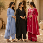 3 Women's Embroidered Kurta Set with Dupatta ( E5 )