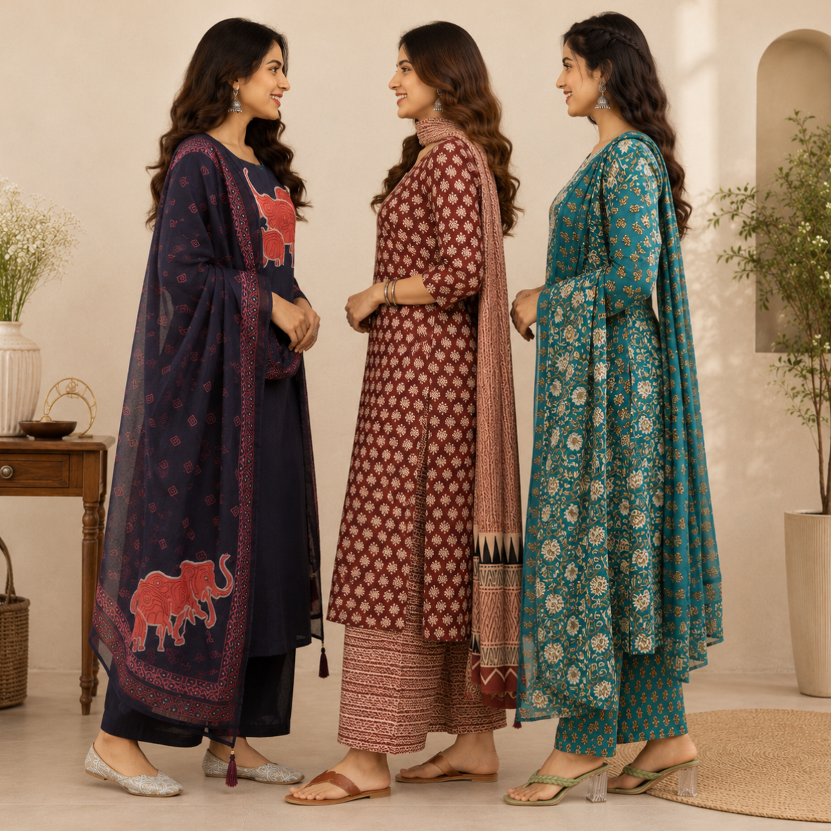 Women's Printed Kurta Set with Dupatta ( D5 )
