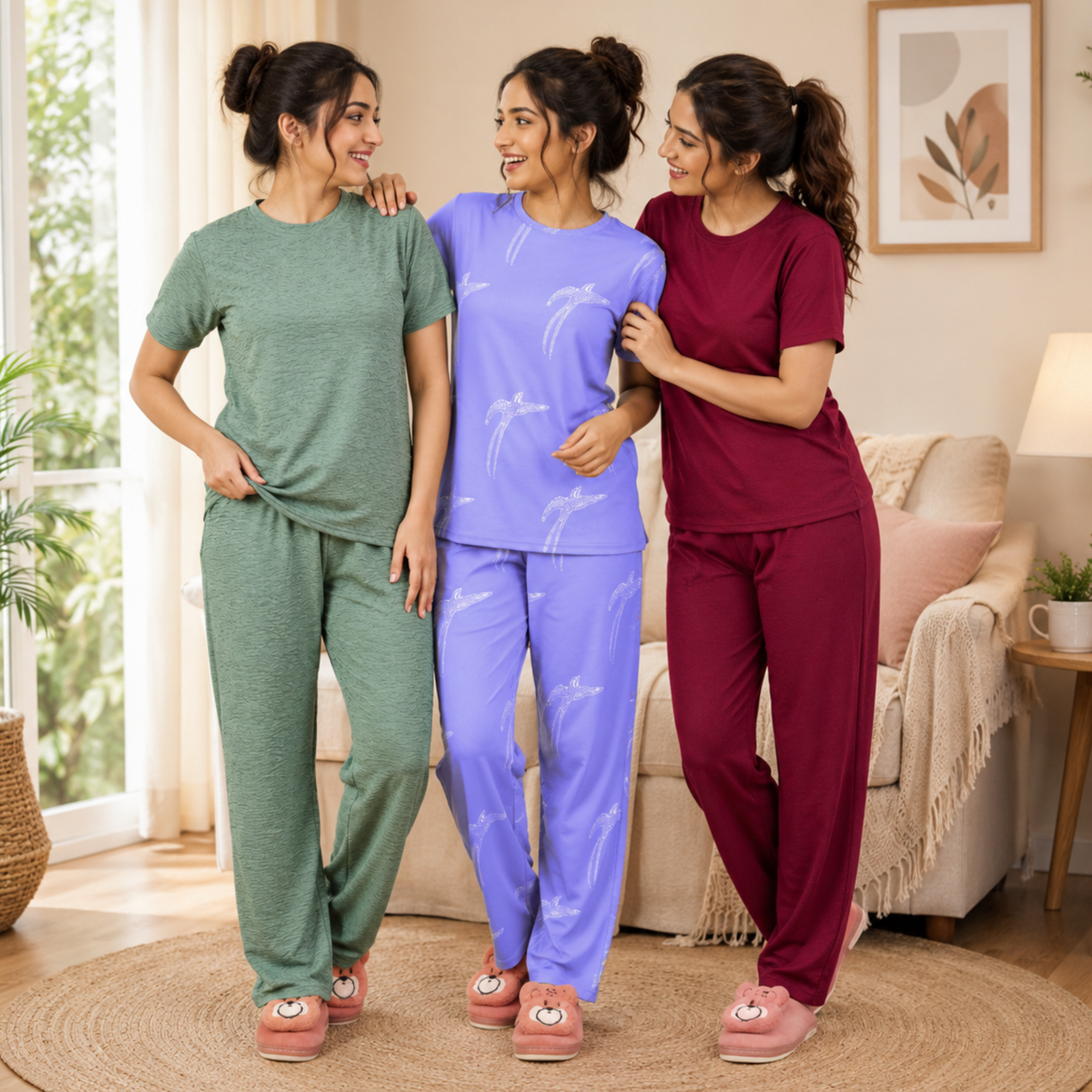 Women's Coords T-Shirts With Trousers Set of 3 (T-3)