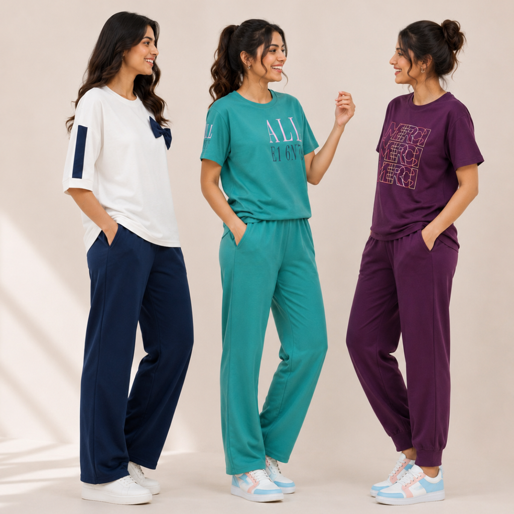 Women's Casual T-Shirt With Trouser Set ( S10 )