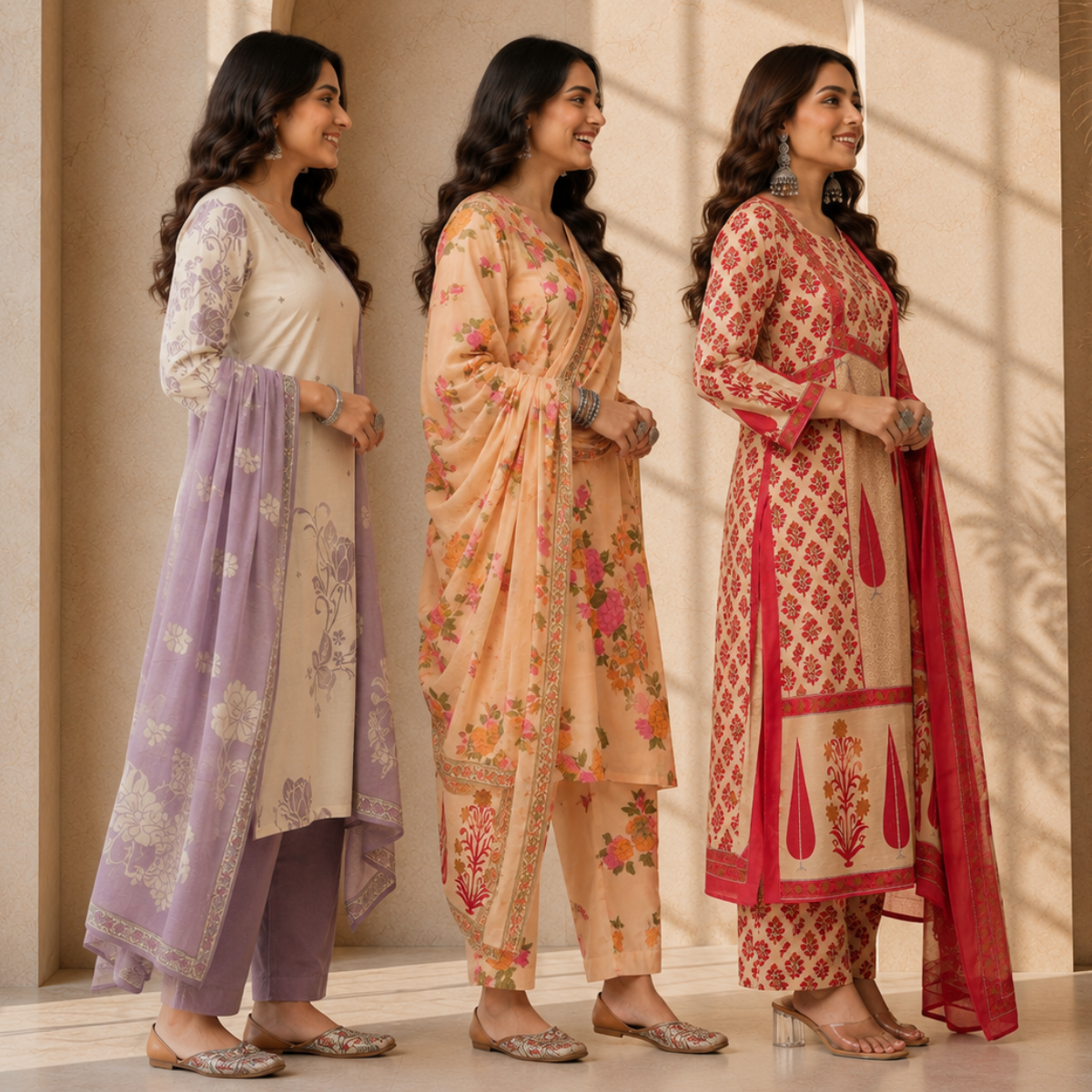 3 Women's Cotton Kurta Set with Dupatta | Daily Comfort  ( CK-05 )