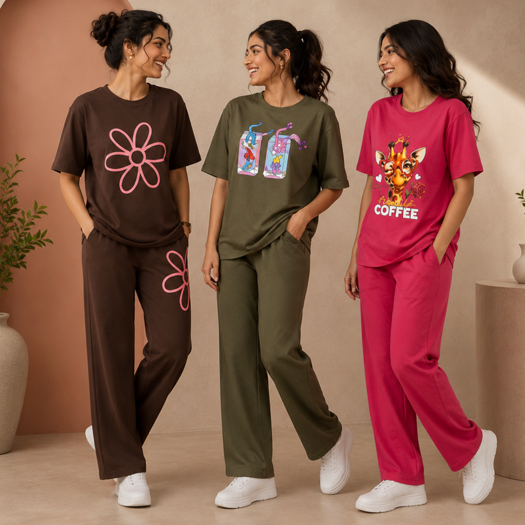 3 Combo T-Shirts With Bottom (T-5)