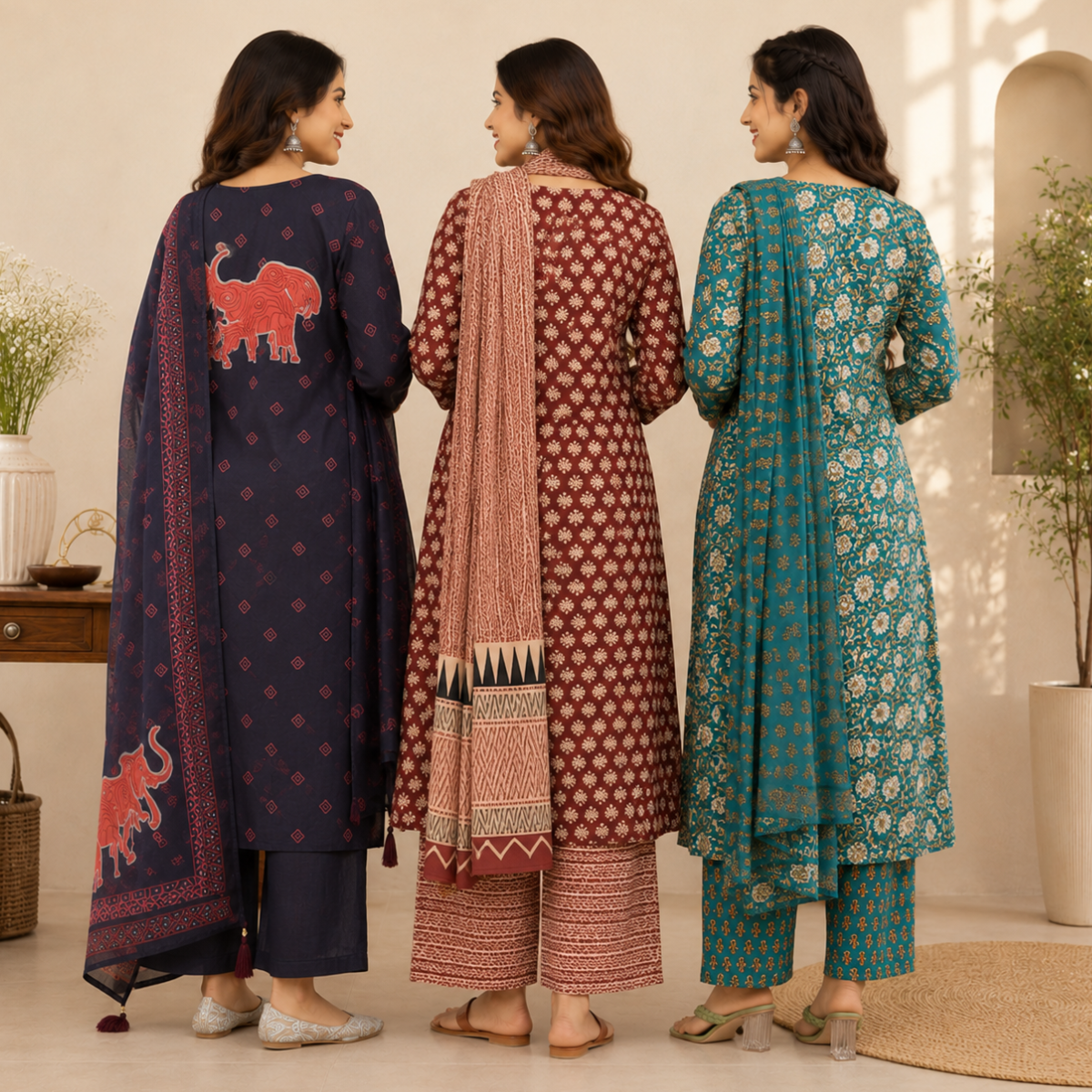 Women's Printed Kurta Set with Dupatta ( D5 )