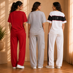 3 Women's Relaxed Fit T-Shirt with Trouser ( C-05 )