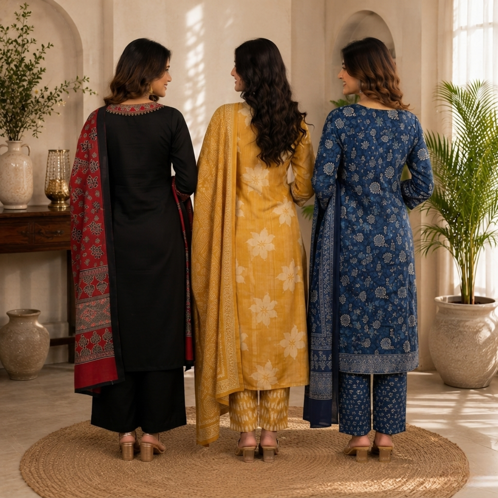 3 Pack Kurti Set With Dupatta | Trendy Look  ( K10 )