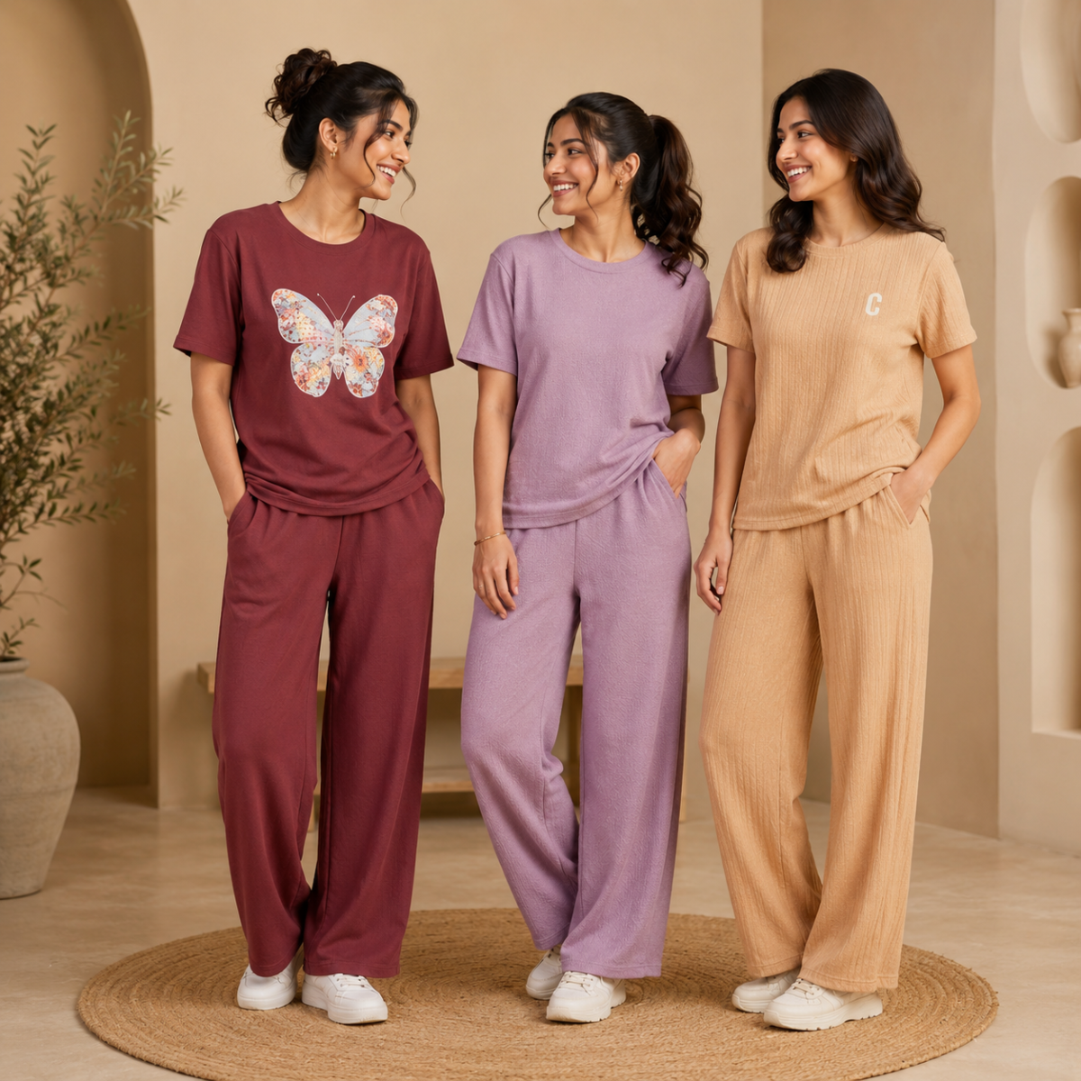 3 Combo T-Shirts With Bottom (T-6)