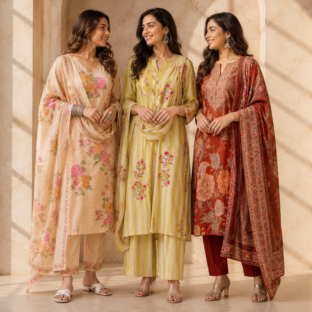 3 Women's Cotton Kurta Set with Dupatta | Daily Comfort  ( CK-06 )