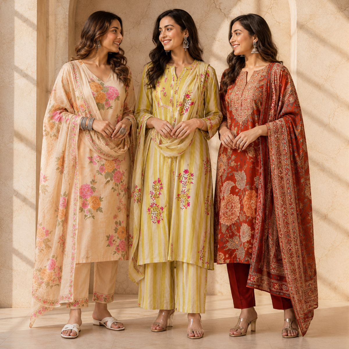 3 Women's Cotton Kurta Set with Dupatta | Daily Comfort  ( CK-06 )