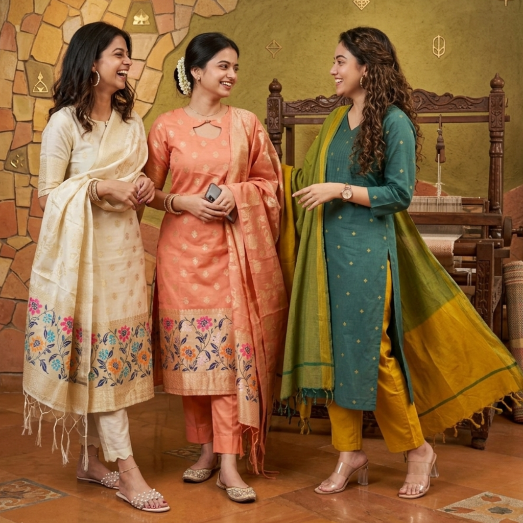 3 Combo Kurta Sets With Dupatta + Bottom (A6)
