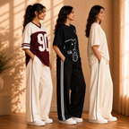 3 Women's Relaxed Fit T-Shirt with Trouser ( C-06 )