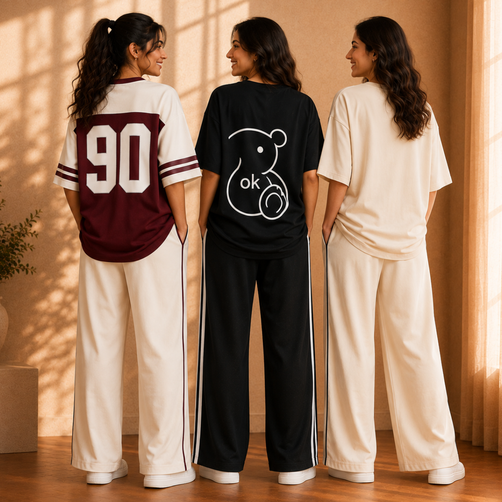 3 Women's Relaxed Fit T-Shirt with Trouser ( C-06 )