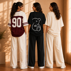 3 Women's Relaxed Fit T-Shirt with Trouser ( C-06 )