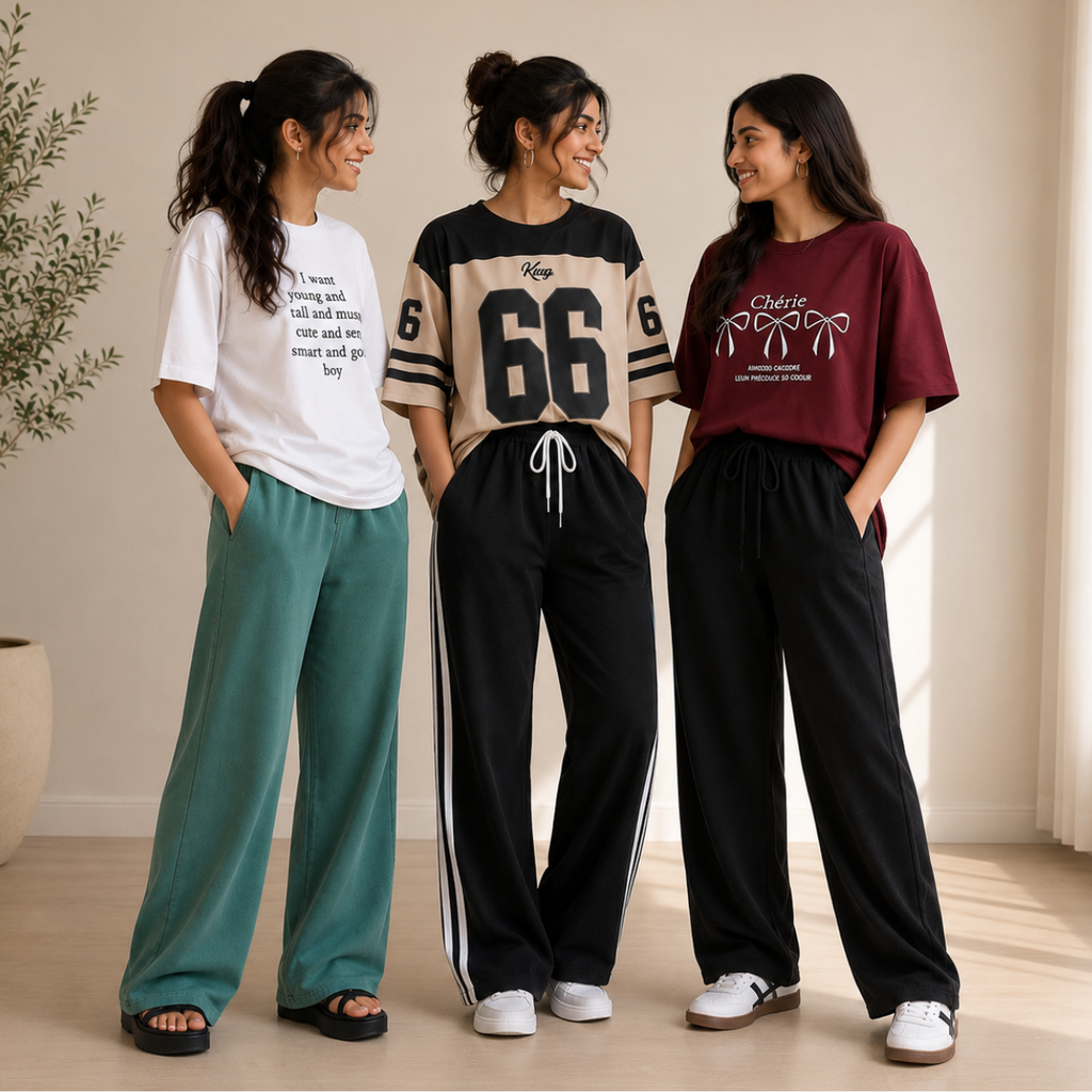 3 Sets Women's T-Shirts With Trousers (K-7)