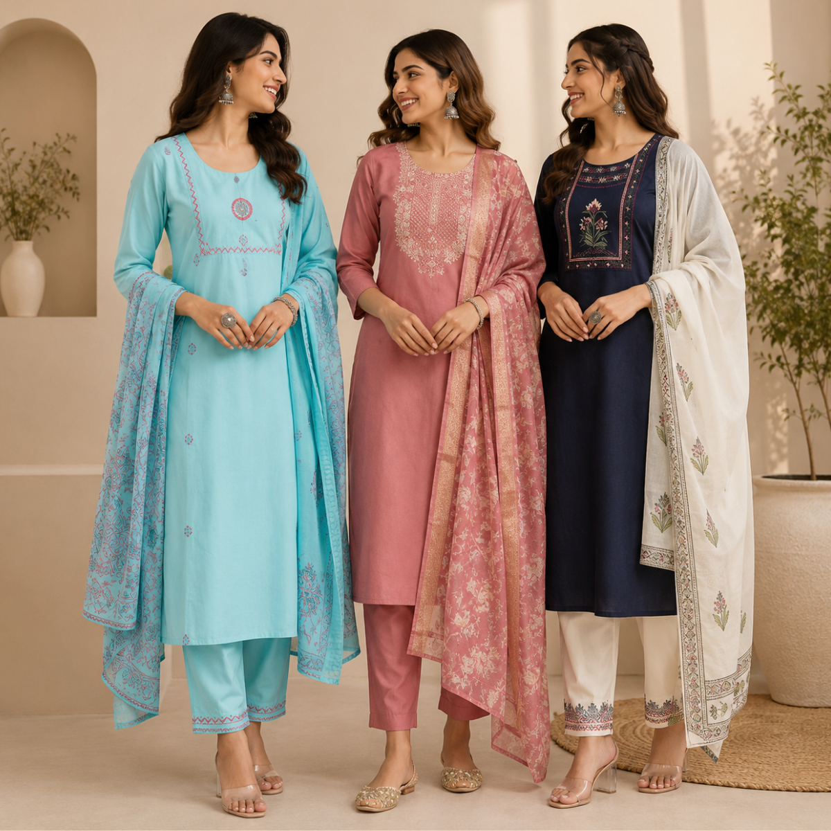 Women's Printed Kurta Set with Dupatta ( D7 )
