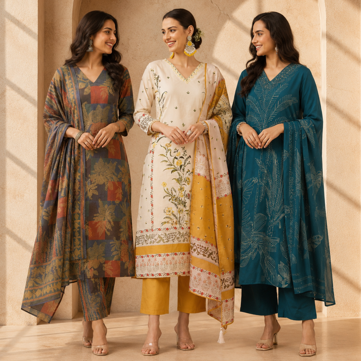 3 Women's Cotton Kurta Set with Dupatta | Daily Comfort  ( CK-07 )