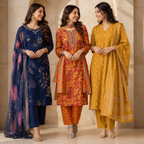 3 Women's Cotton Kurta Set with Dupatta | Daily Comfort  ( CK-01 )