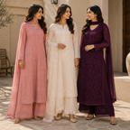 3 Women's Embroidered Kurta Set with Dupatta ( E1 )
