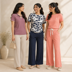 Women's Casual T-Shirt With Trouser Set ( S1 )