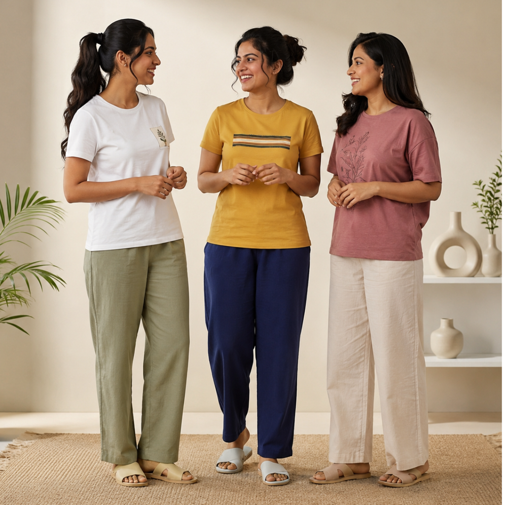 3 Sets Women's T-Shirts With Trousers (K-1)