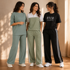 3 Women's Relaxed Fit T-Shirt with Trouser ( C-01 )