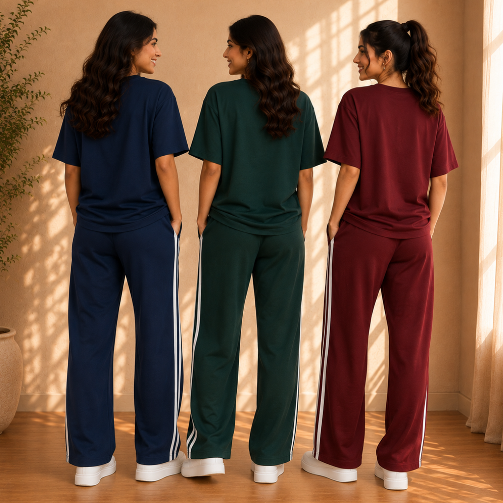 3 Women's Relaxed Fit T-Shirt with Trouser ( C-07 )