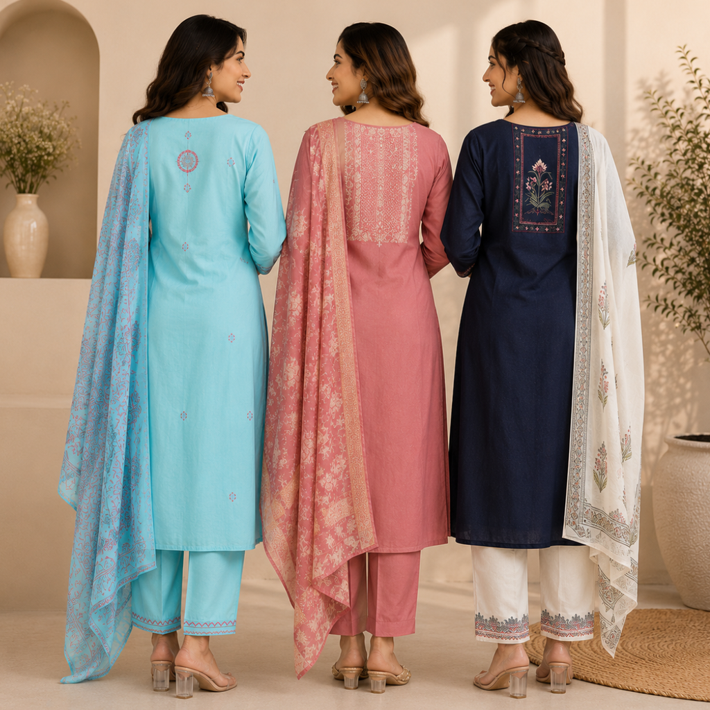 Women's Printed Kurta Set with Dupatta ( D7 )