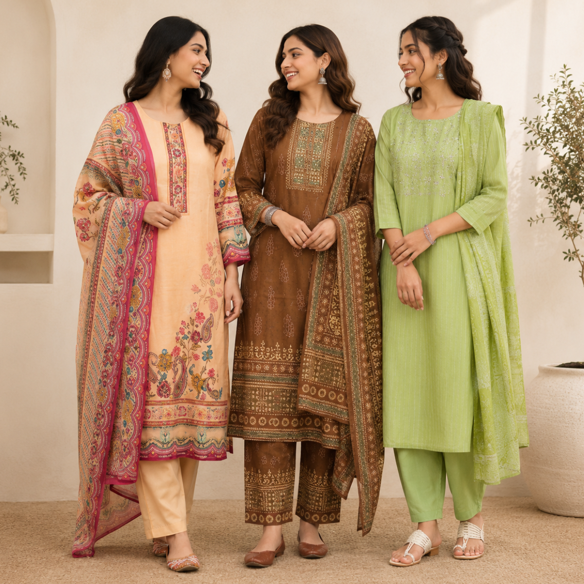 Women's Printed Kurta Set with Dupatta ( D8 )