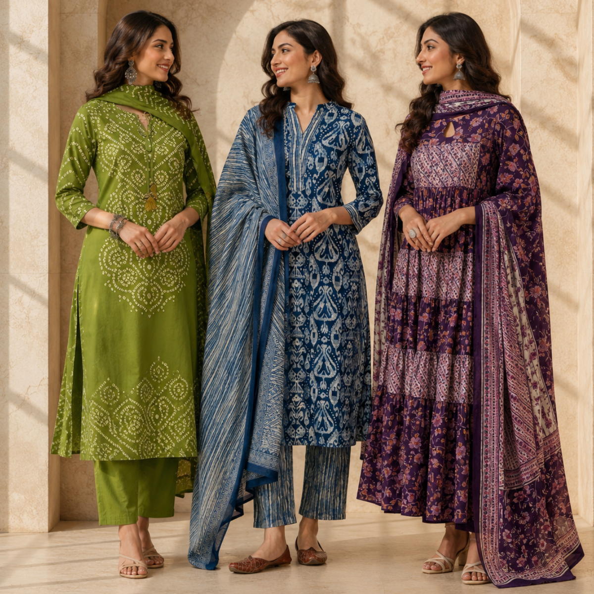 3 Women's Cotton Kurta Set with Dupatta | Daily Comfort  ( CK-08 )