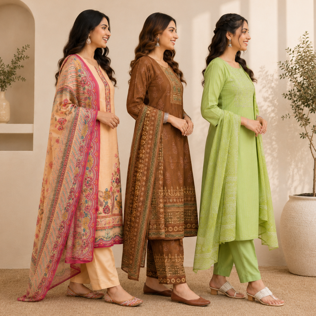 Women's Printed Kurta Set with Dupatta ( D8 )