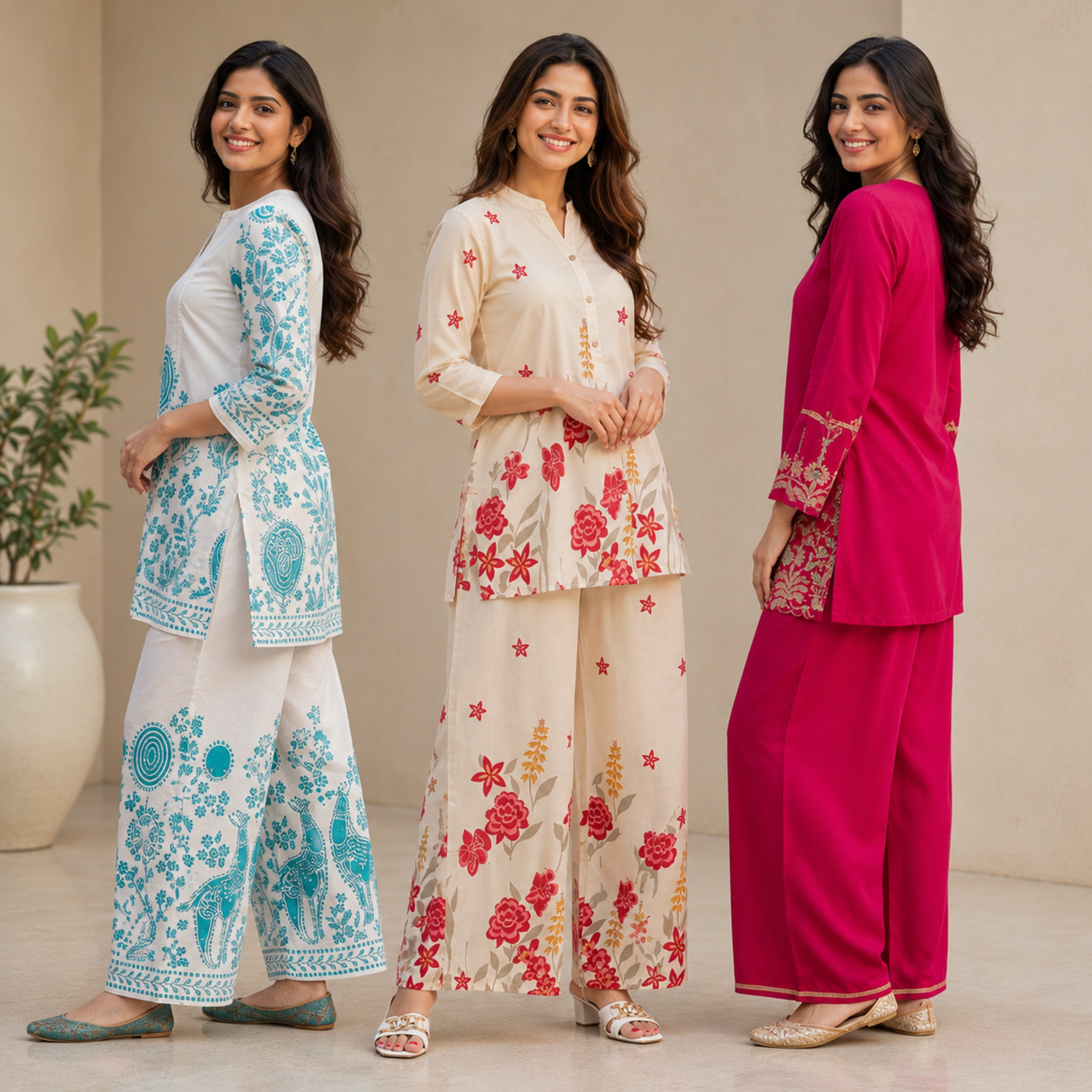3 Combo Women's Cotton Coord Set (C-1)