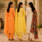 3 Women's Embroidered Kurta Set with Dupatta ( E8 )