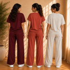 3 Women's Relaxed Fit T-Shirt with Trouser ( C-08 )