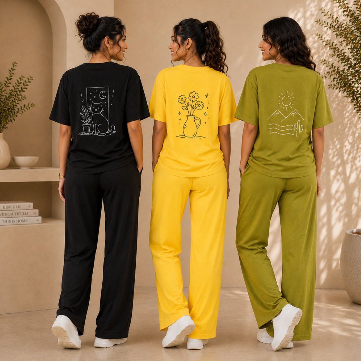 3 Combo T-Shirts With Bottom (T-8)