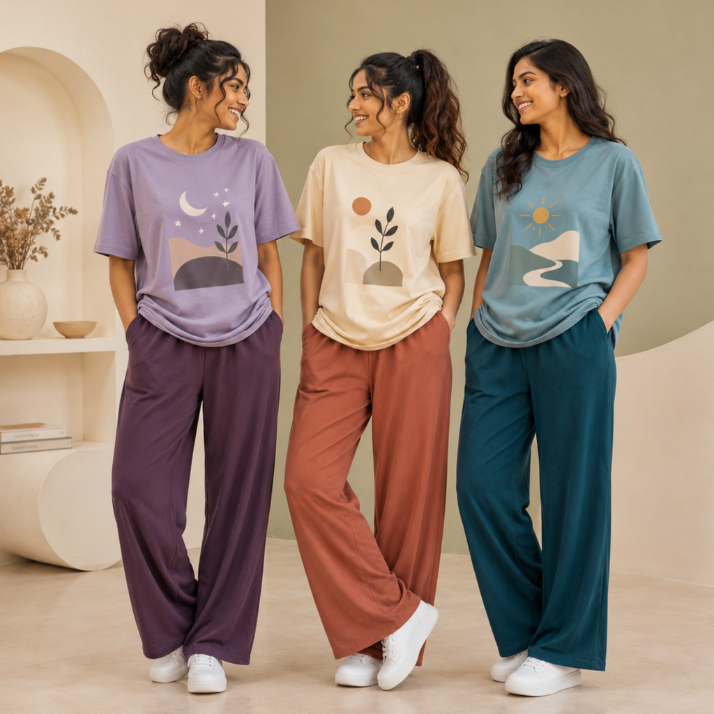 3 Combo T-Shirts With Bottom (T-9)