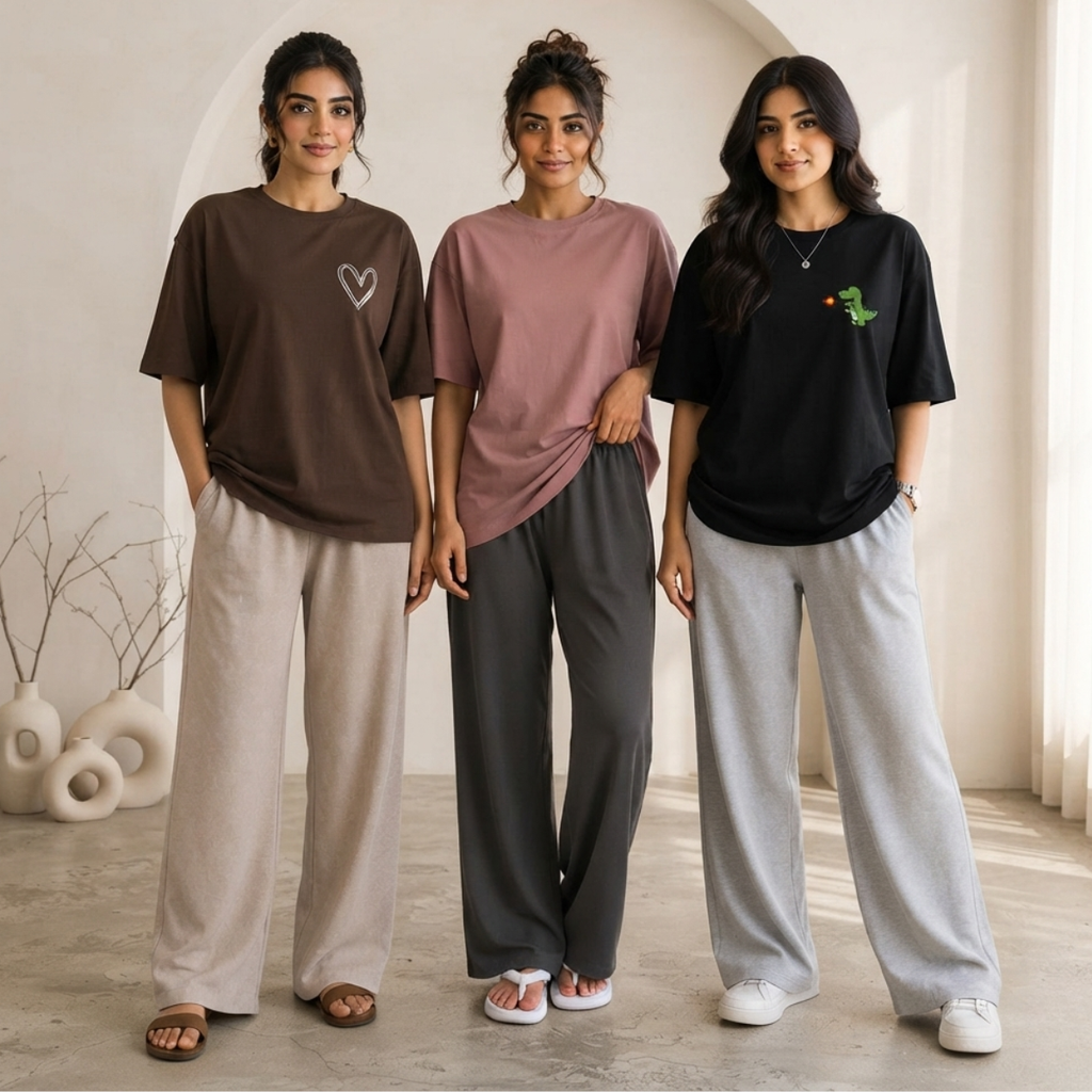 3 Pack T-Shirt With Trousers for Women ( S-9 )