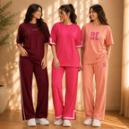 3 Women's Relaxed Fit T-Shirt with Trouser ( C-09 )