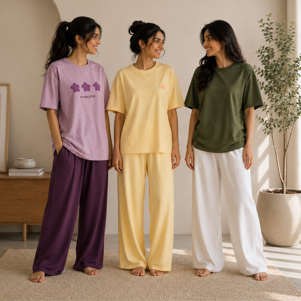 3 Sets Women's T-Shirts With Trousers (K-9)