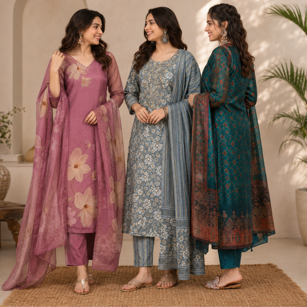 Women's 3 Kurti With Dupatta | Ethnic Wear (K-9)