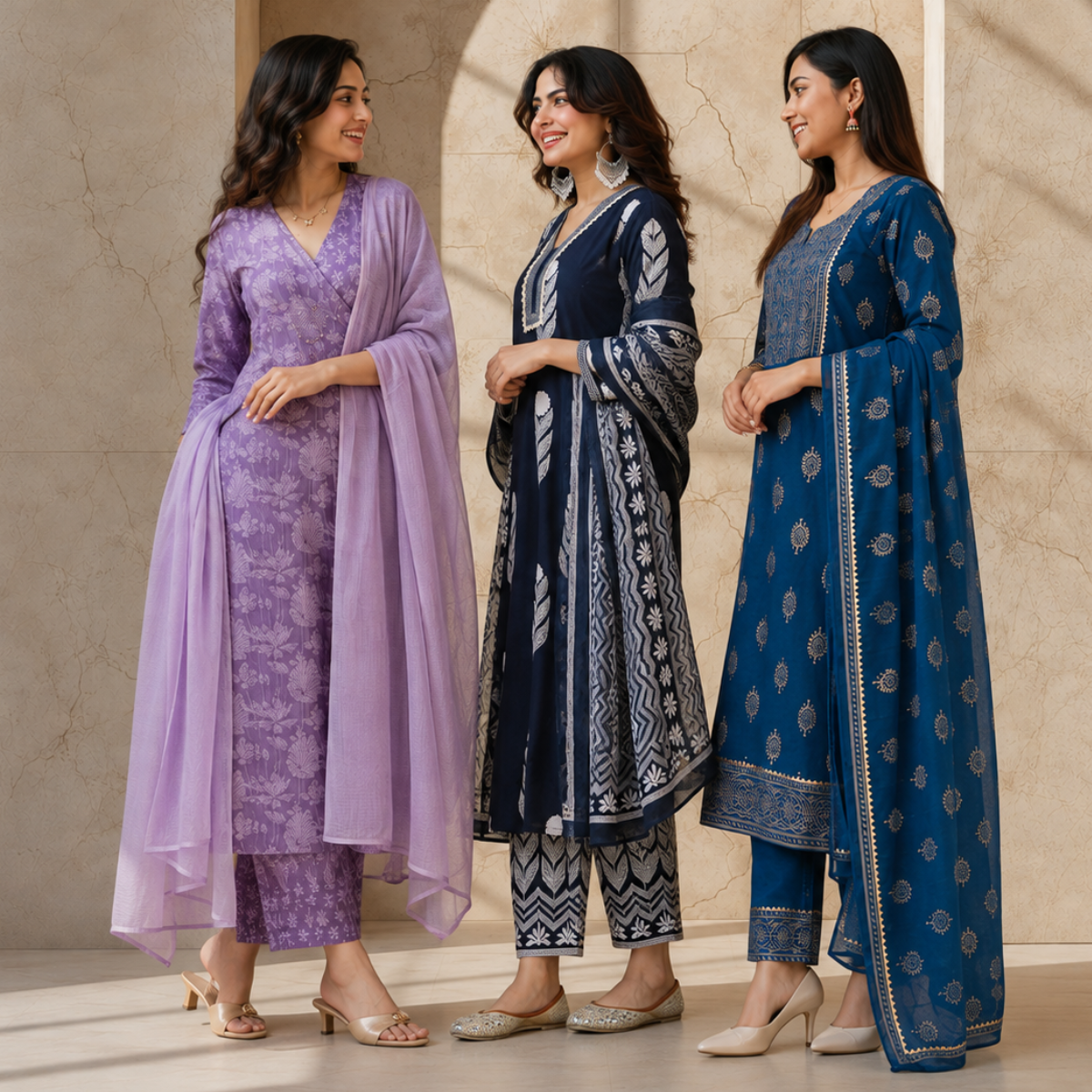 3 Women's Cotton Kurta Set with Dupatta | Daily Comfort  ( CK-09 )