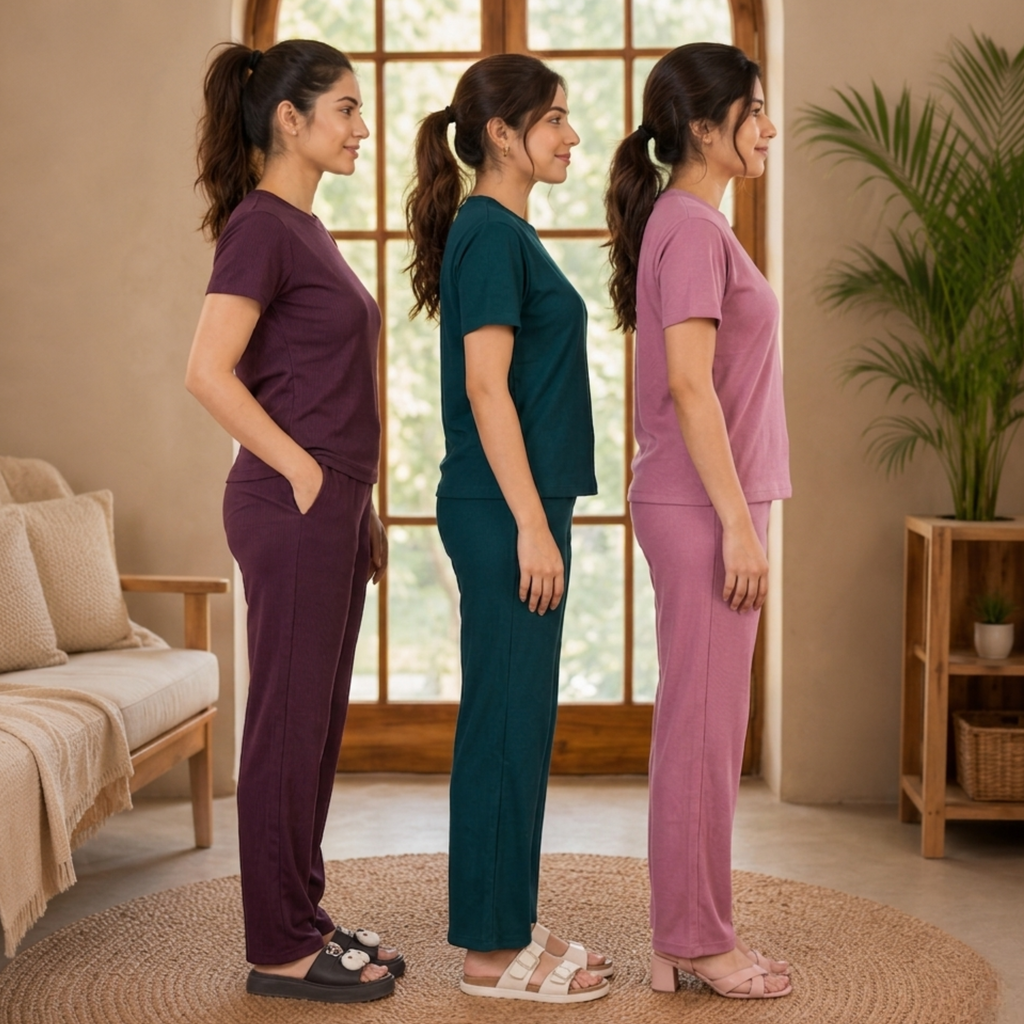 Women's Coords T-Shirts With Trousers Set of 3 (T-5)