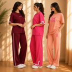 3 Women's Relaxed Fit T-Shirt with Trouser ( C-09 )