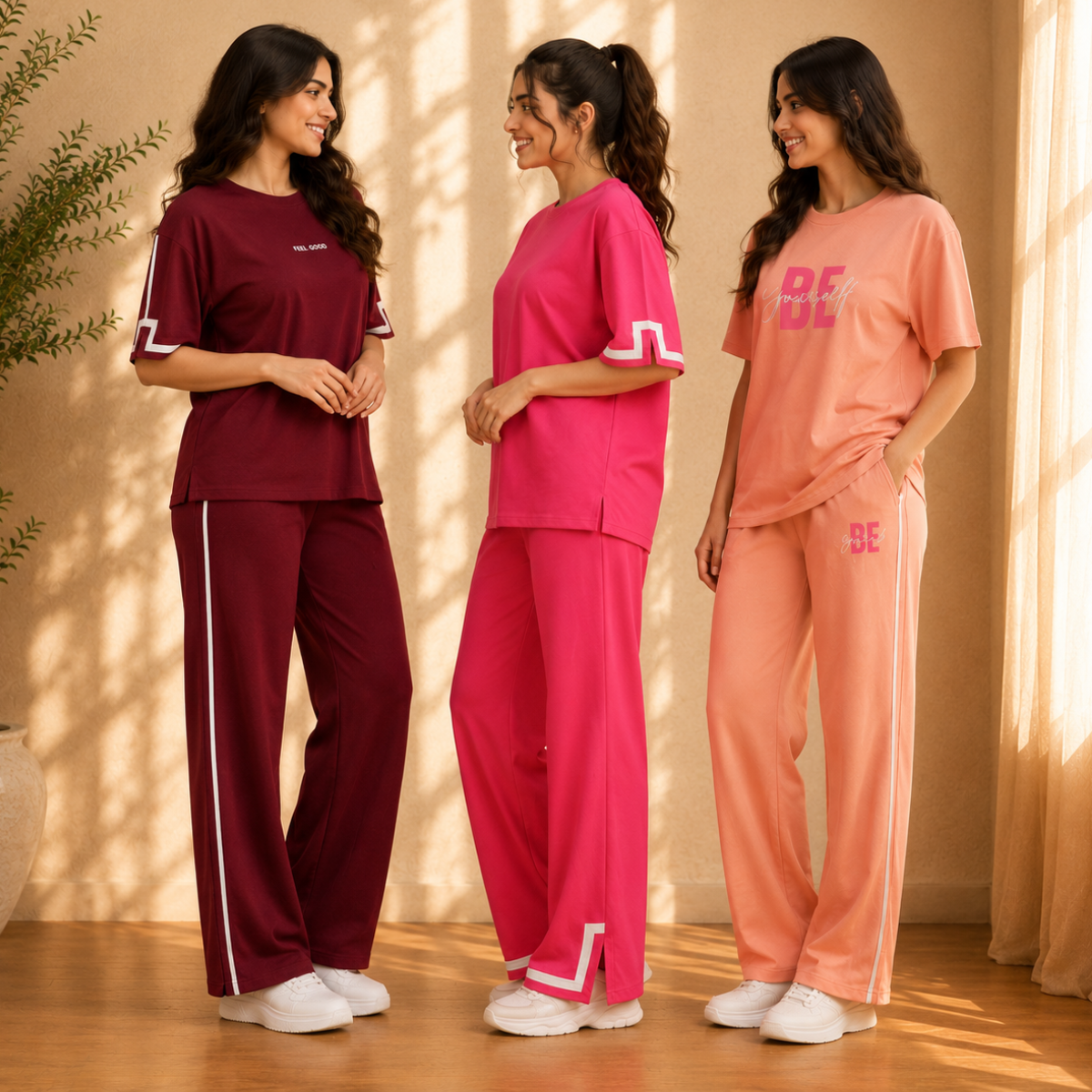 3 Women's Relaxed Fit T-Shirt with Trouser ( C-09 )